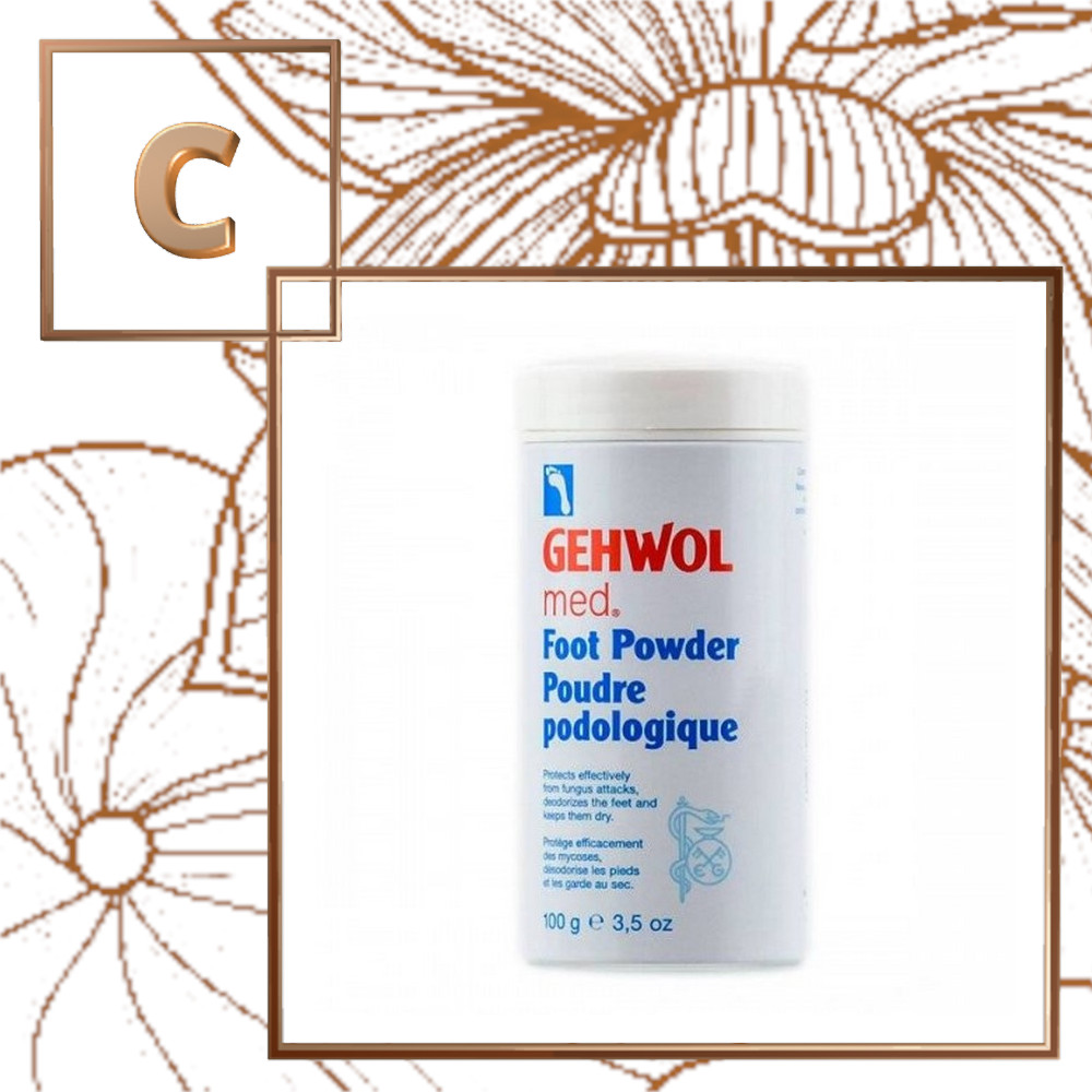 Пудра-адсорбент GEHWOL MED FOOT POWDER для решения проблемы влажных ног, грибка и неприятного запаха 100 гр